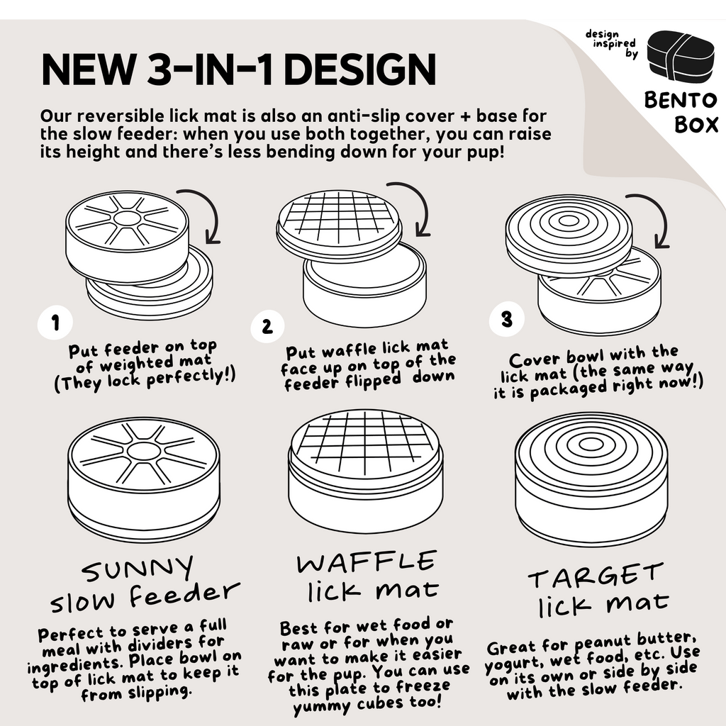 3-u-1 BENTO - Lick mat + Slow feeder