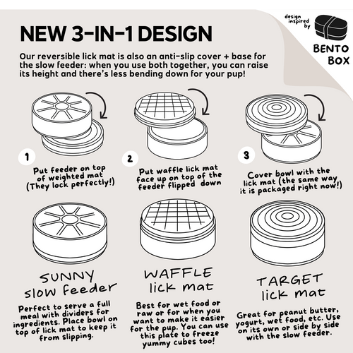 3-u-1 BENTO - Lick mat + Slow feeder